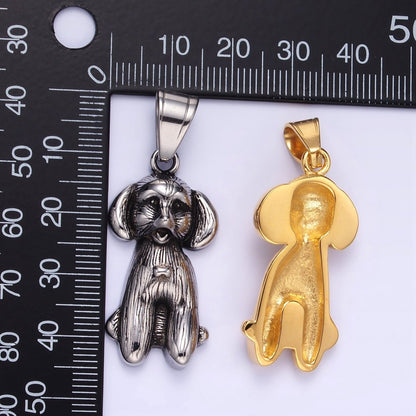 Stainless Steel 36.5mm Cocker Spaniel Pet Dog Minimalist in Gold &amp; Oxidized Silver | P1460