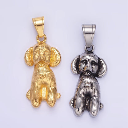 Stainless Steel 36.5mm Cocker Spaniel Pet Dog Minimalist in Gold &amp; Oxidized Silver | P1460