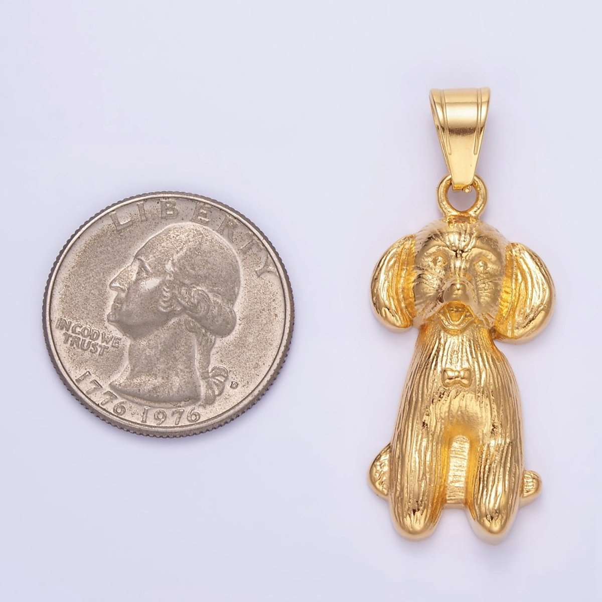 Stainless Steel 36.5mm Cocker Spaniel Pet Dog Minimalist in Gold &amp; Oxidized Silver | P1460