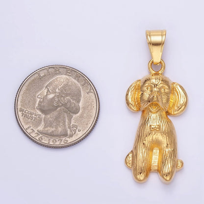 Stainless Steel 36.5mm Cocker Spaniel Pet Dog Minimalist in Gold &amp; Oxidized Silver | P1460