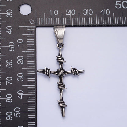 Stainless Steel Coil Wired Cross Silver Religious Pendant | P1159