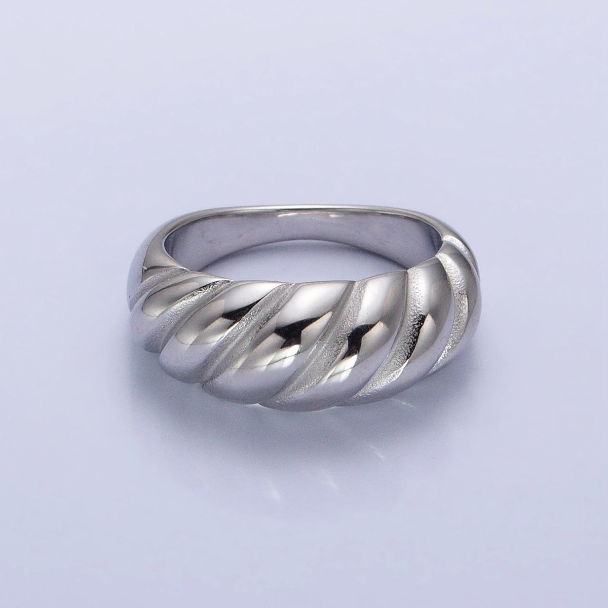 Stainless Steel Croissant Dome Twist Ring in Gold &amp; Silver | O-1633~O-1640
