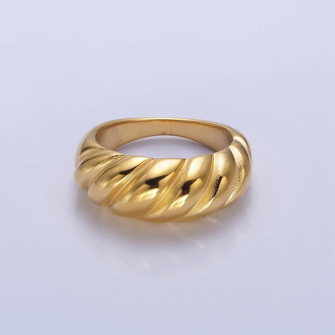 Stainless Steel Croissant Dome Twist Ring in Gold &amp; Silver | O-1633~O-1640