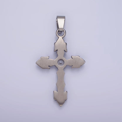 Stainless Steel Cross Pendant Antique Silver Trident Cross Charm P-878