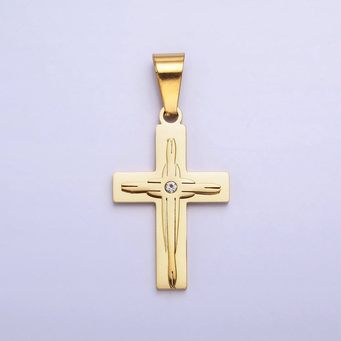 Stainless Steel Cross Pendant in Gold Silver for Unisex Statement Religious Jewelry Making | P-1117
