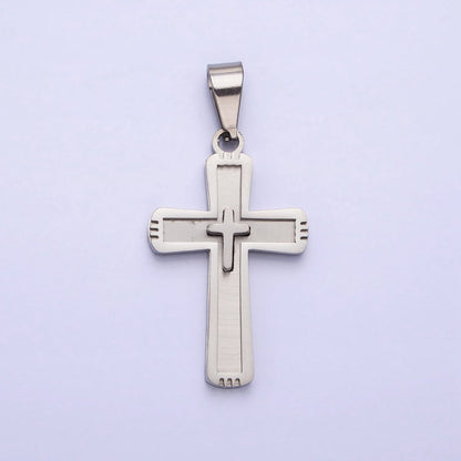 Stainless Steel Cross Pendant in Gold Silver for Unisex Statement Religious Jewelry Making | P-1118