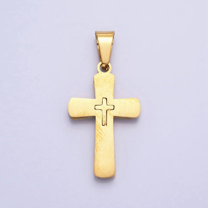 Stainless Steel Cross Pendant in Gold Silver for Unisex Statement Religious Jewelry Making | P-1118