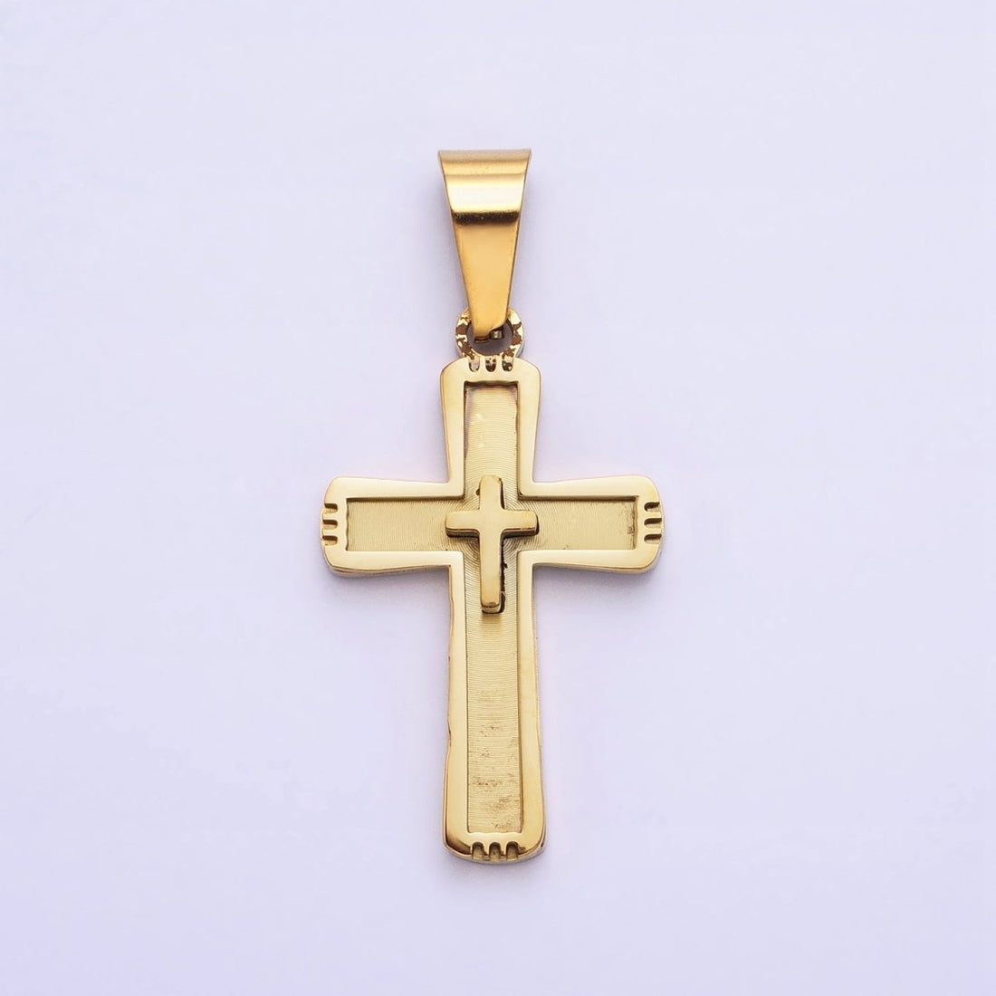 Stainless Steel Cross Pendant in Gold Silver for Unisex Statement Religious Jewelry Making | P-1118