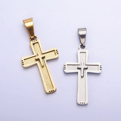 Stainless Steel Cross Pendant in Gold Silver for Unisex Statement Religious Jewelry Making | P-1118