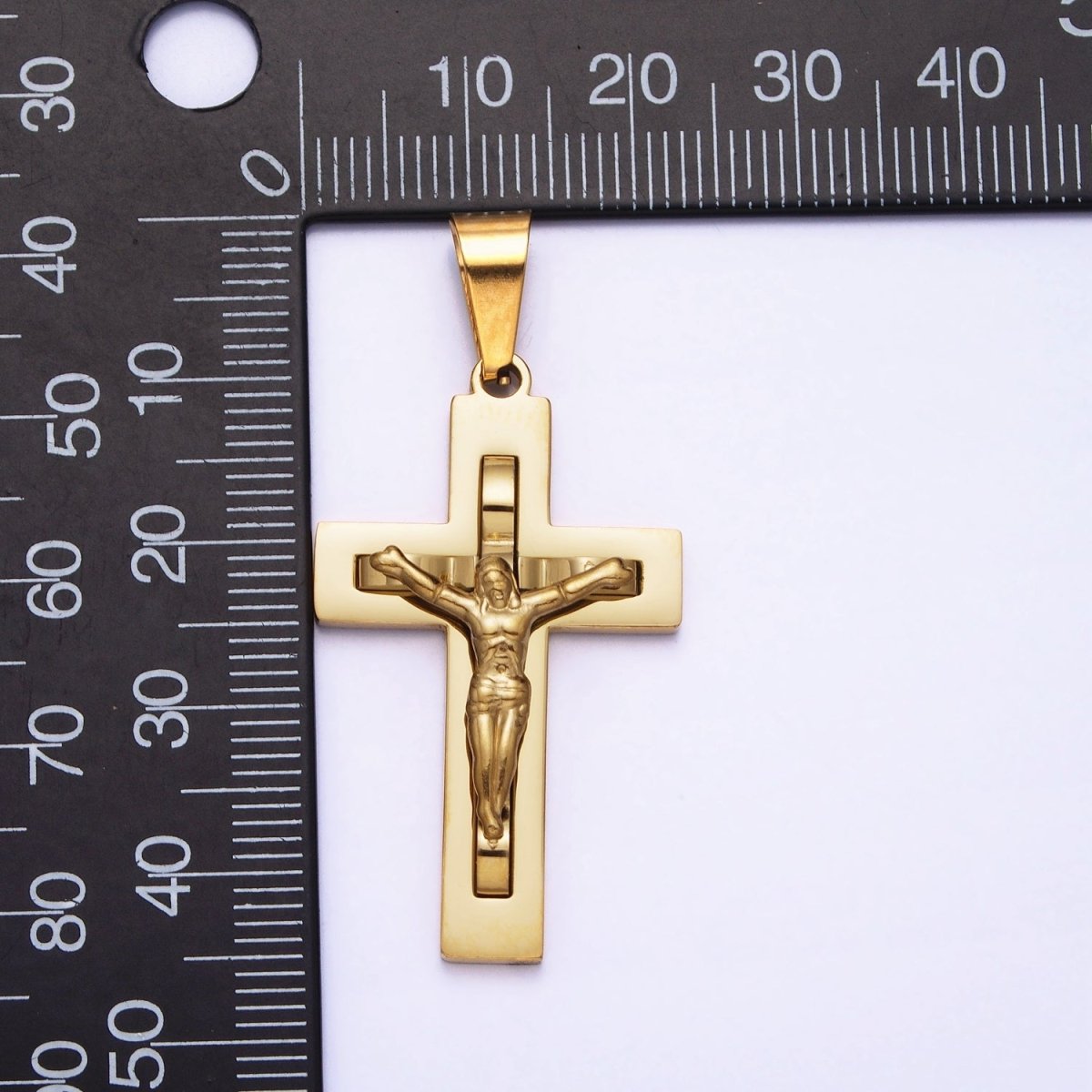 Stainless Steel Crucifix Cross Pendant in Gold Silver for Statement Religious Jewelry Making | P-1119