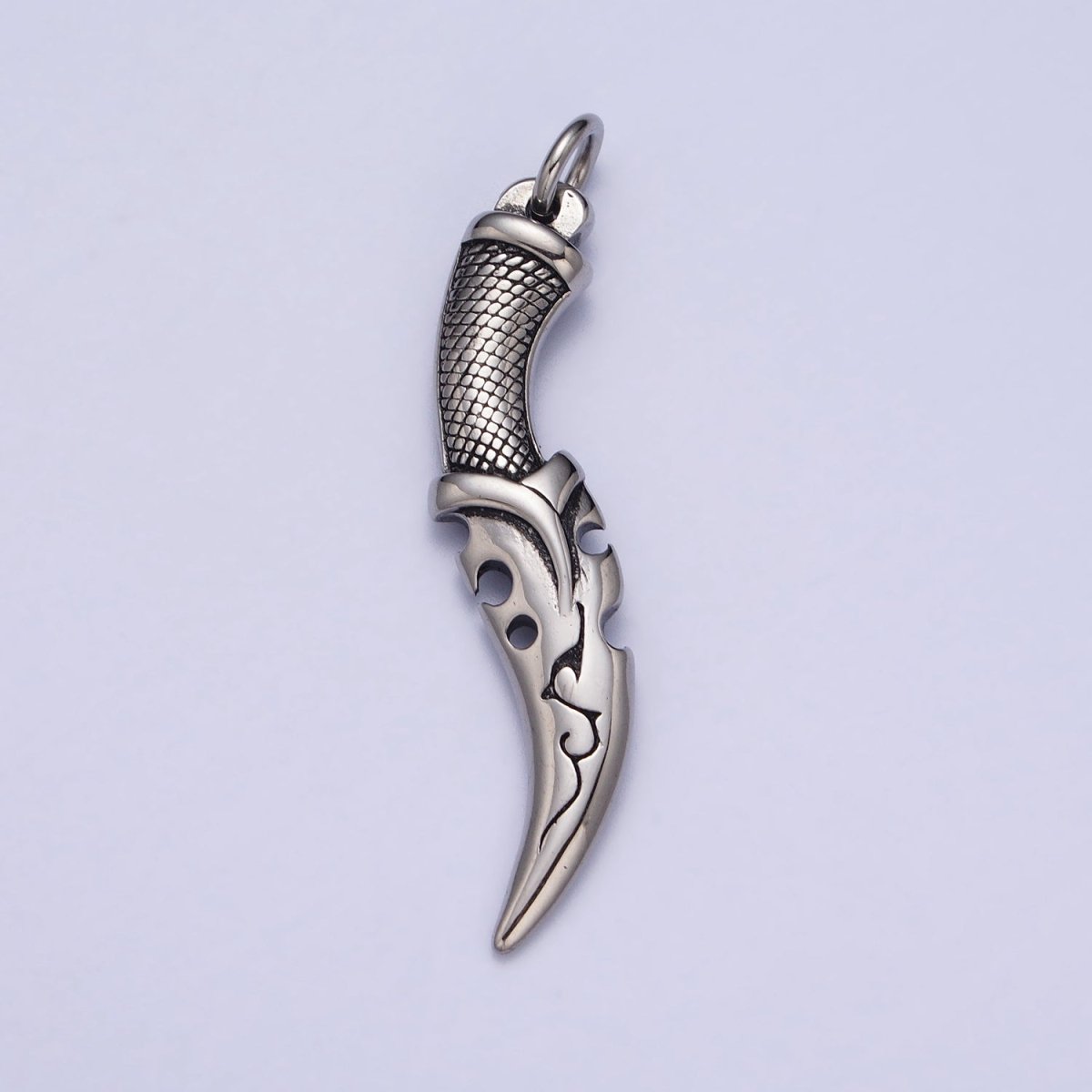 Stainless Steel Curved Engraved Dagger Knife Charm in Gold &amp; Silver J-460 J-461