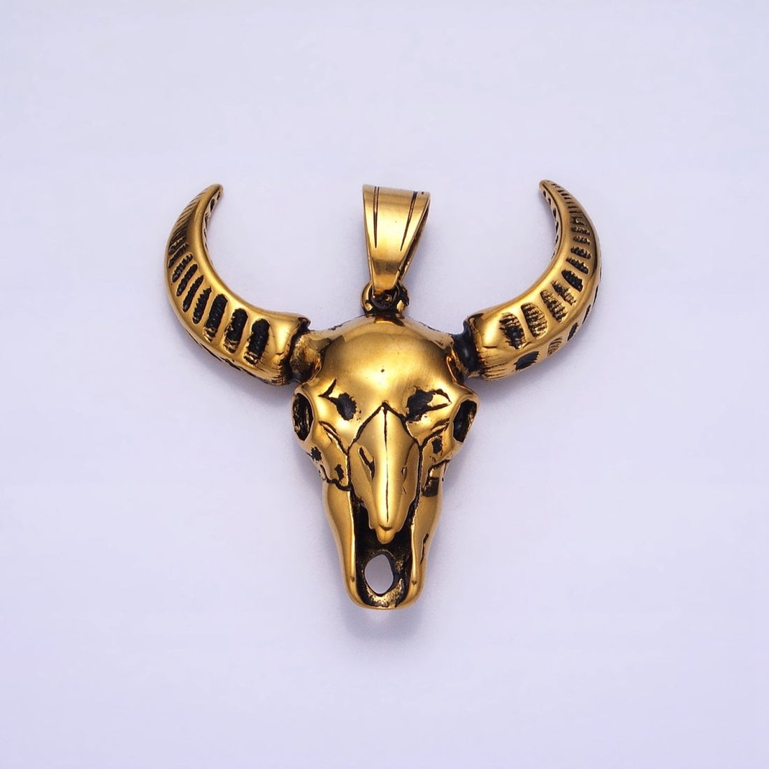 Stainless Steel Curved Long Horned Bull Head Animal Men&