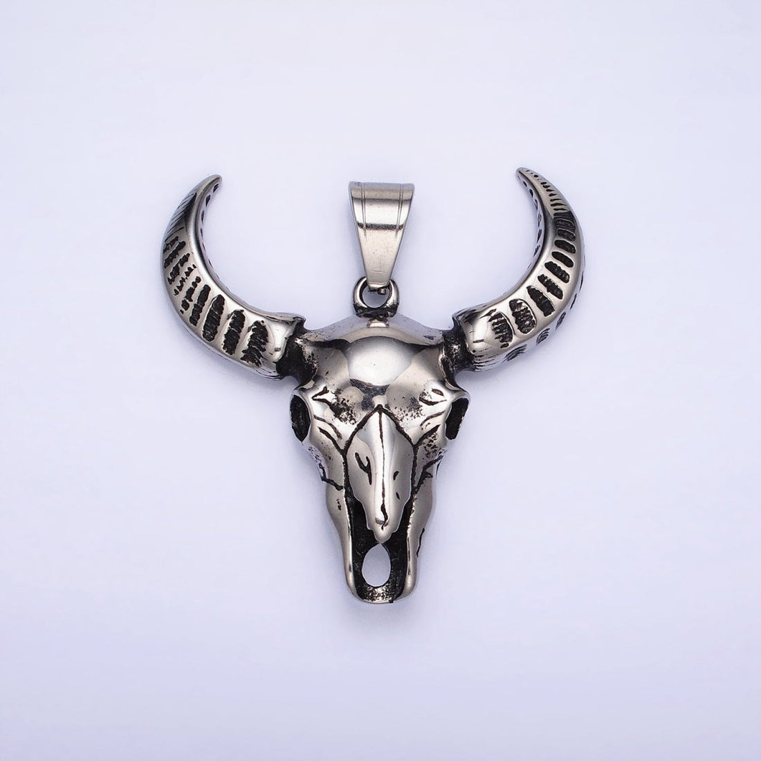 Stainless Steel Curved Long Horned Bull Head Animal Men&