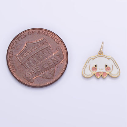 Stainless Steel Cute White Rabbit Enamel Bunny Pendant | P998