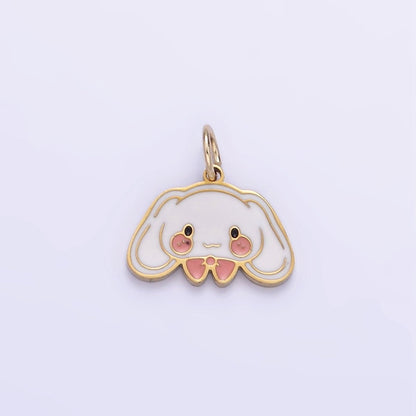 Stainless Steel Cute White Rabbit Enamel Bunny Pendant | P998