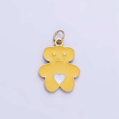 Stainless Steel Cute Yellow Bear Enamel Teddy Bear Pendant | P999