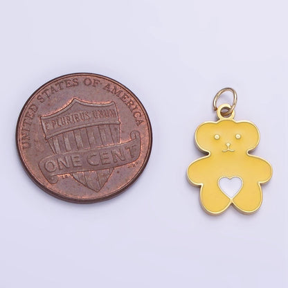 Stainless Steel Cute Yellow Bear Enamel Teddy Bear Pendant | P999