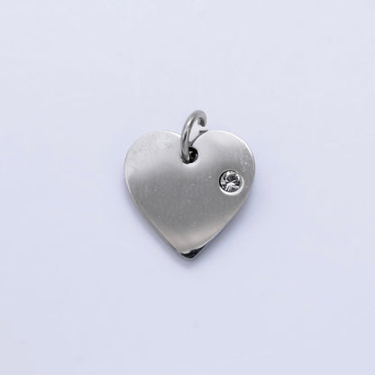 Stainless Steel 12mm Clear CZ Minimalist Heart Charm in Gold &amp; Silver | P1279