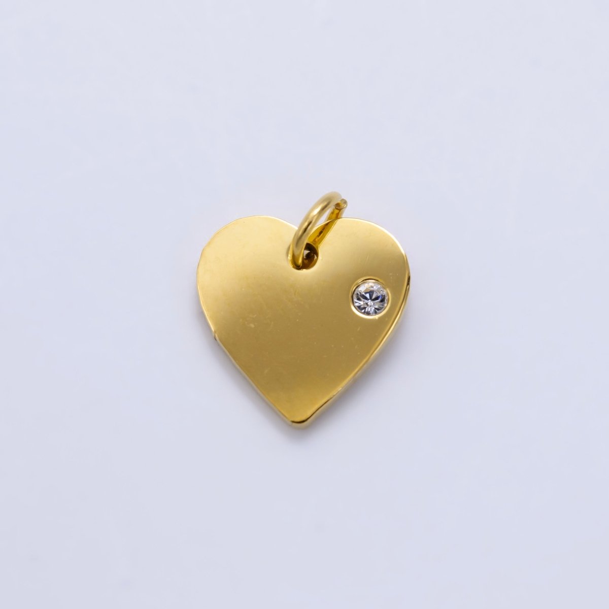 Stainless Steel 12mm Clear CZ Minimalist Heart Charm in Gold &amp; Silver | P1279