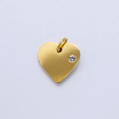 Stainless Steel 12mm Clear CZ Minimalist Heart Charm in Gold &amp; Silver | P1279
