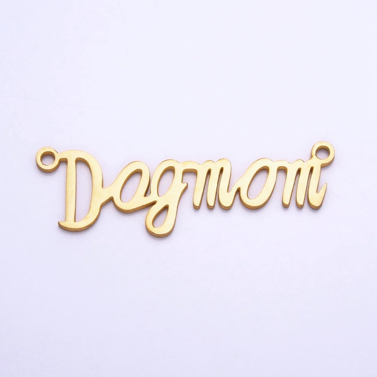 Stainless Steel "Dog mom" Handwritten Script  Link Connector in Silver &amp; Gold | Y-829