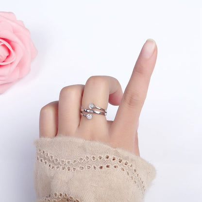 Stainless Steel Double Clear Round CZ Claw Band Ring in Gold &amp; Silver | O-1641~O-1648