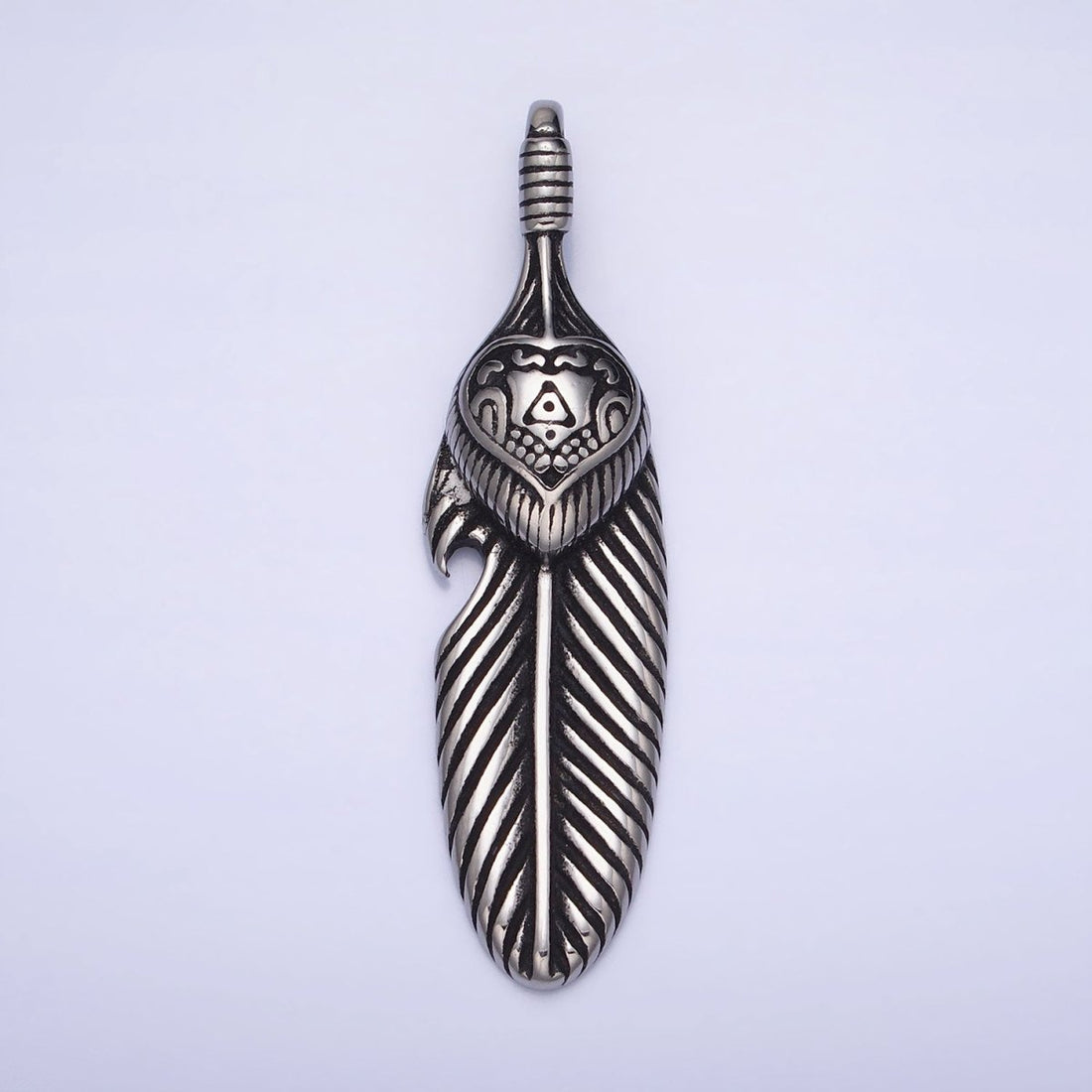 Stainless Steel Double Sided Heart Engraved Natural Leaf Silver, Gold Pendant | P-1139