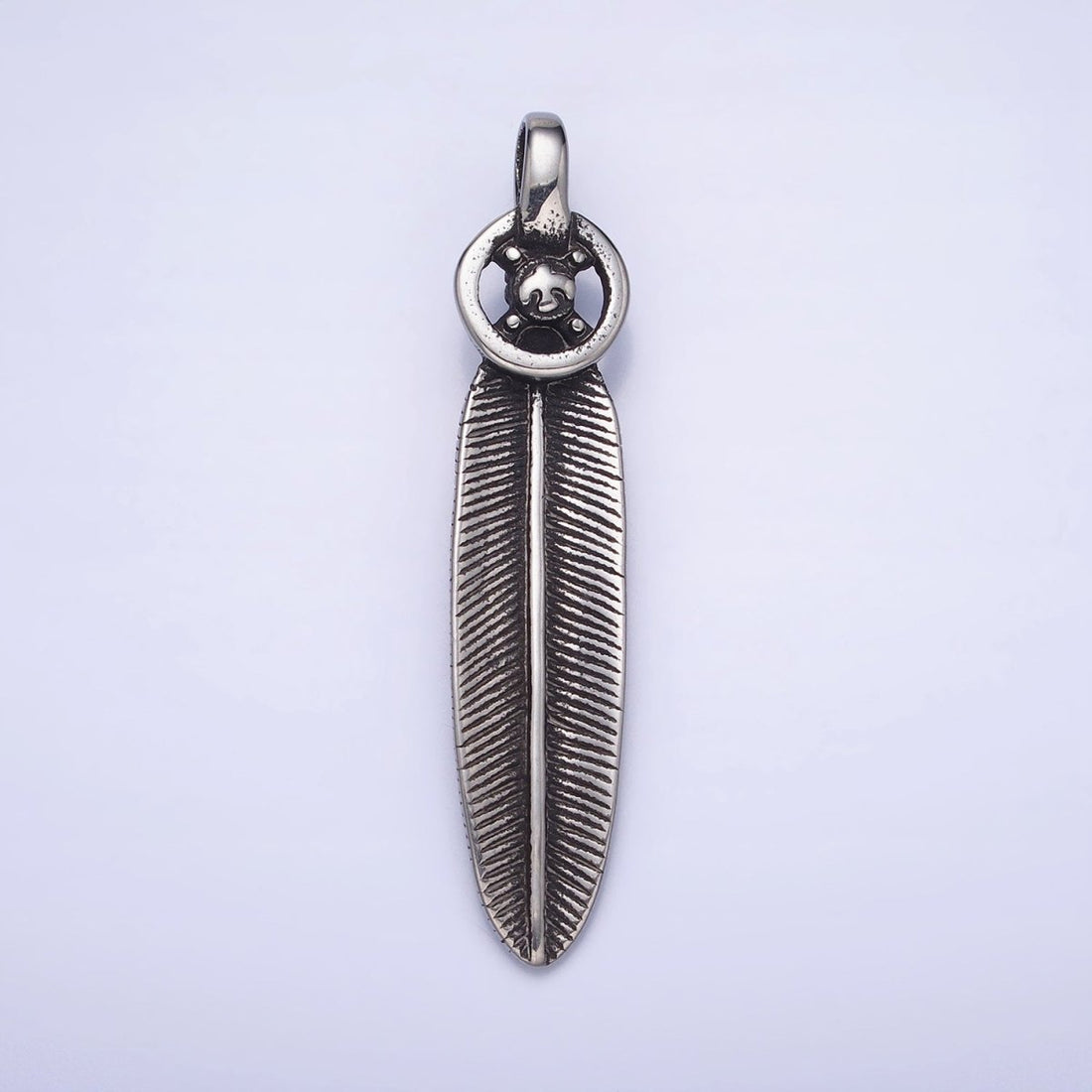 Stainless Steel Double Sided Rounded Oval Natural Lead Mixed Metal Pendant | P1158