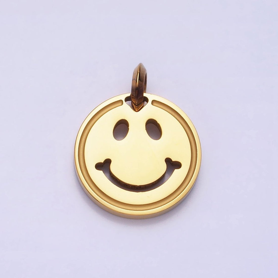 Stainless Steel Double Sided Smiley Face Clover Charm in Gold &amp; Silver | P-1120