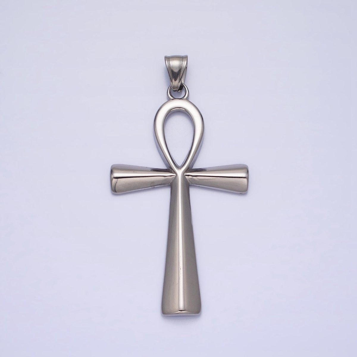 Stainless Steel Edged Egyptian Ankh Cross Statement Pendant in Gold &amp; Silver | P-1085 P-1086