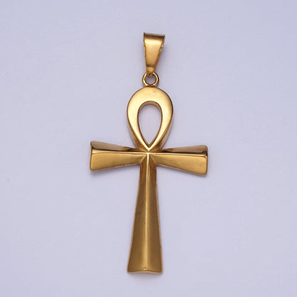 Stainless Steel Egyptian Ankh Key Cross Pendant in Gold &amp; Silver J-265 J-323