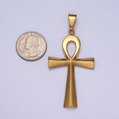 Stainless Steel Egyptian Ankh Key Cross Pendant in Gold &amp; Silver J-265 J-323
