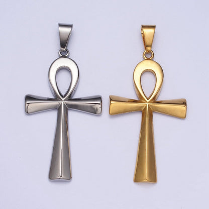 Stainless Steel Egyptian Ankh Key Cross Pendant in Gold &amp; Silver J-265 J-323