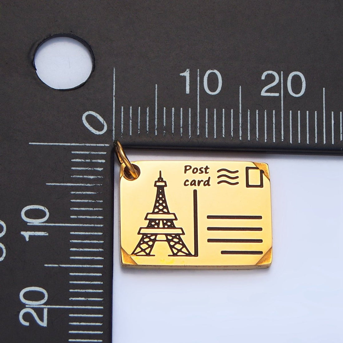 Stainless Steel Eiffel Tower Paris Black Enamel Charm | P1341