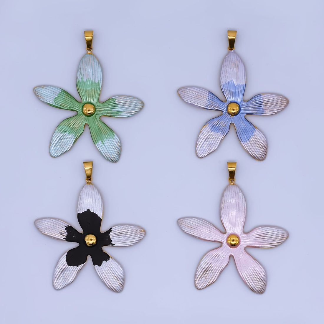 Stainless Steel Enamel 40mm 5-Petal Star Orchid Flower Charm | J-063 J-070 J-083 J-138