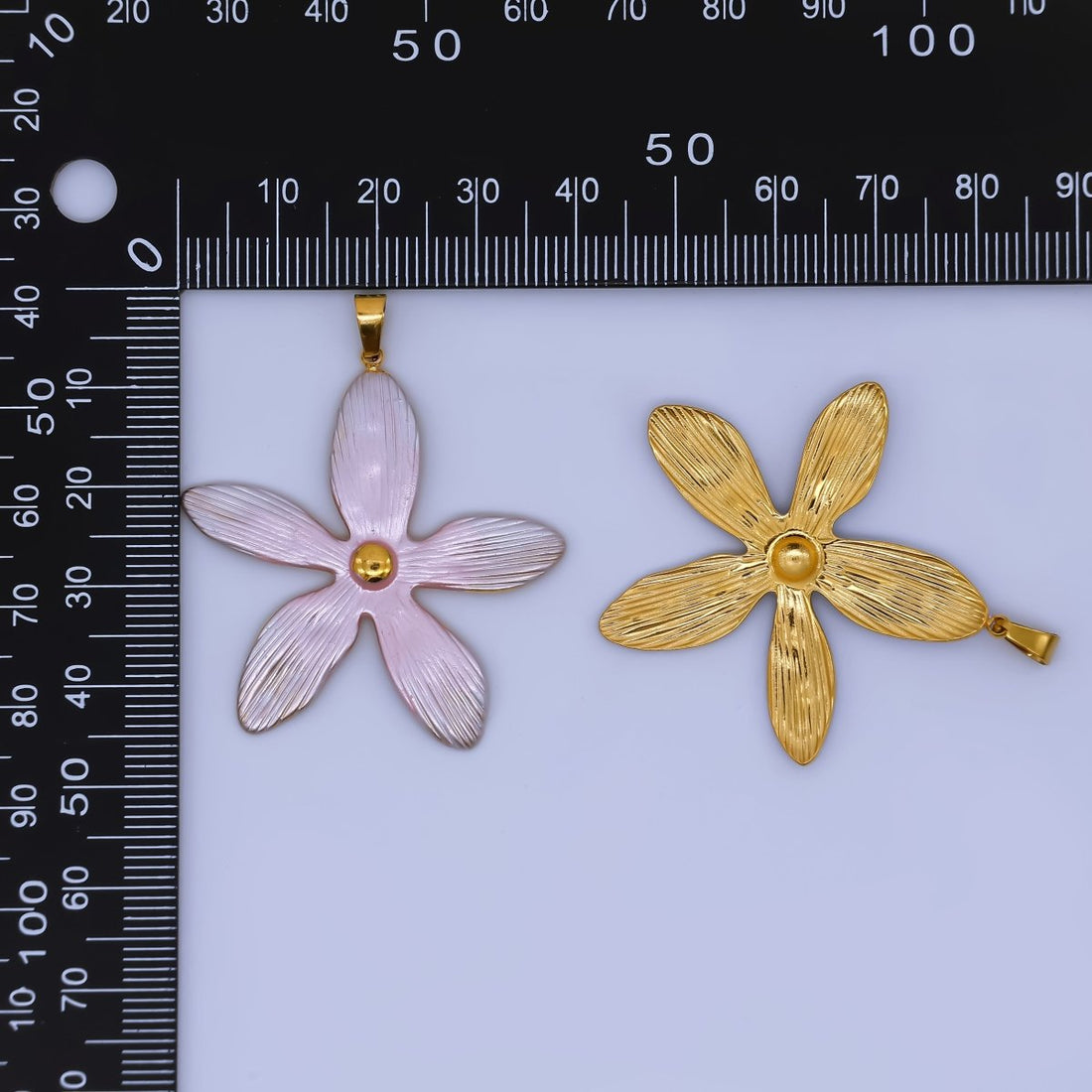 Stainless Steel Enamel 40mm 5-Petal Star Orchid Flower Charm | J-063 J-070 J-083 J-138