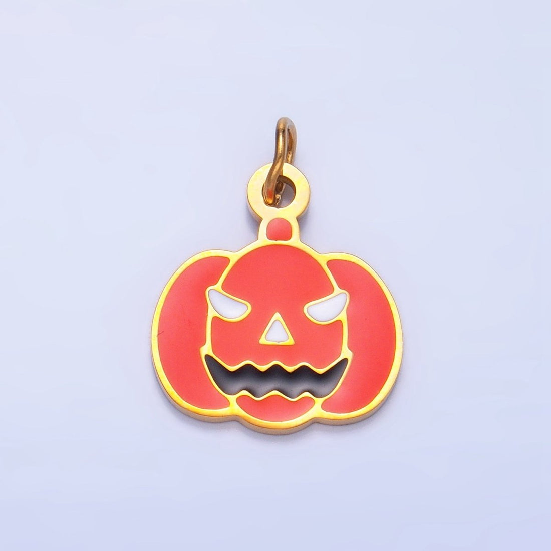 Stainless Steel Enamel Pumpkin Halloween Holiday Charm | P1528