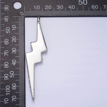 Stainless Steel Engraved Script Lightning Bolt Pendant | P1160