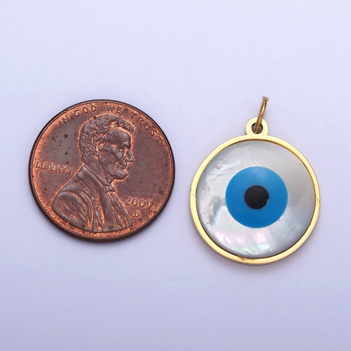 Stainless Steel Evil Eye Add-On Round Charm in Gold &amp; Silver | P-1220