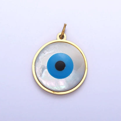 Stainless Steel Evil Eye Add-On Round Charm in Gold &amp; Silver | P-1220