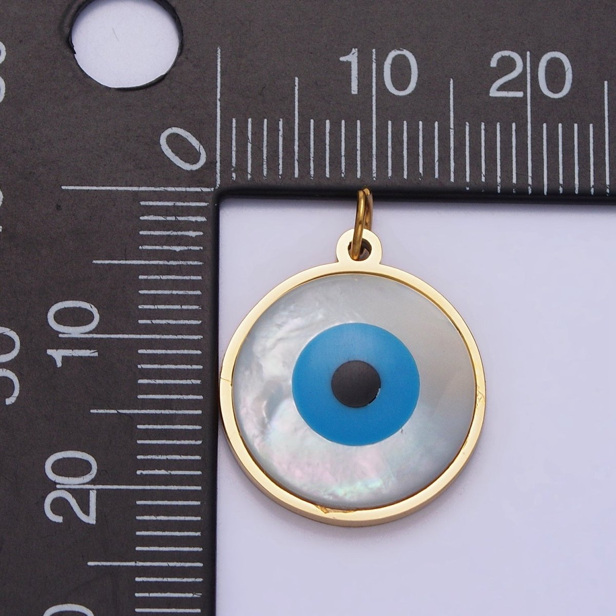 Stainless Steel Evil Eye Add-On Round Charm in Gold &amp; Silver | P-1220