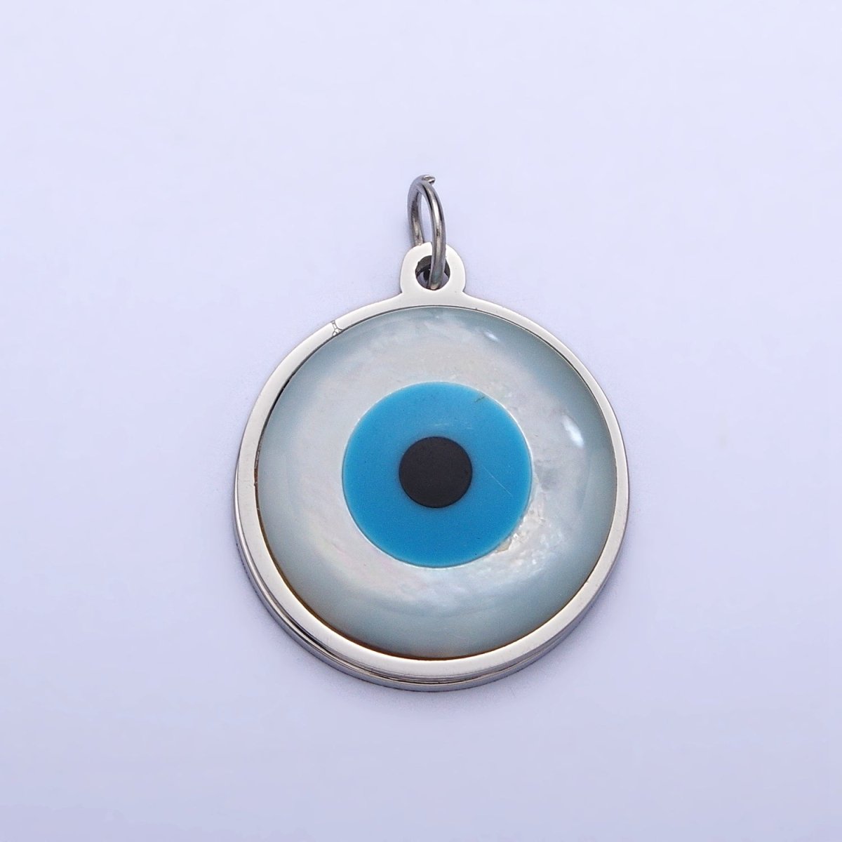 Stainless Steel Evil Eye Add-On Round Charm in Gold &amp; Silver | P-1220