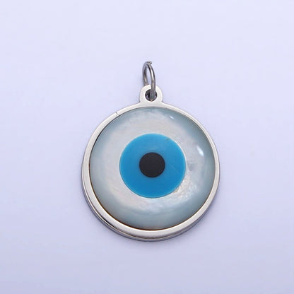 Stainless Steel Evil Eye Add-On Round Charm in Gold &amp; Silver | P-1220