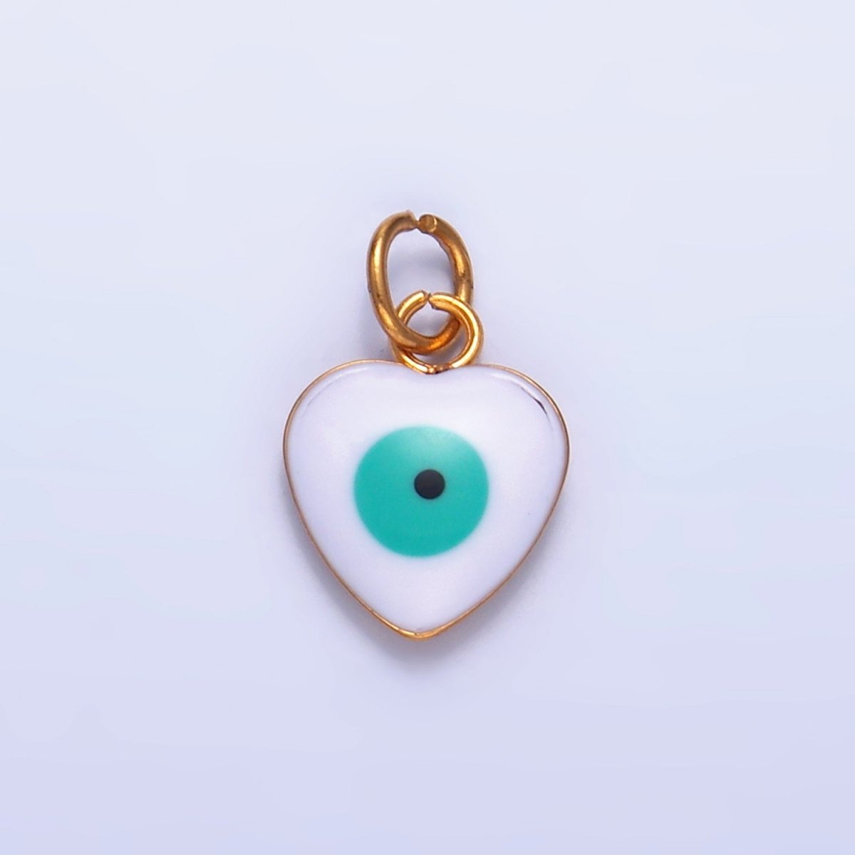 Stainless Steel 11.5mm Evil Eye Enamel Heart Charm in Gold &amp; Silver | P733