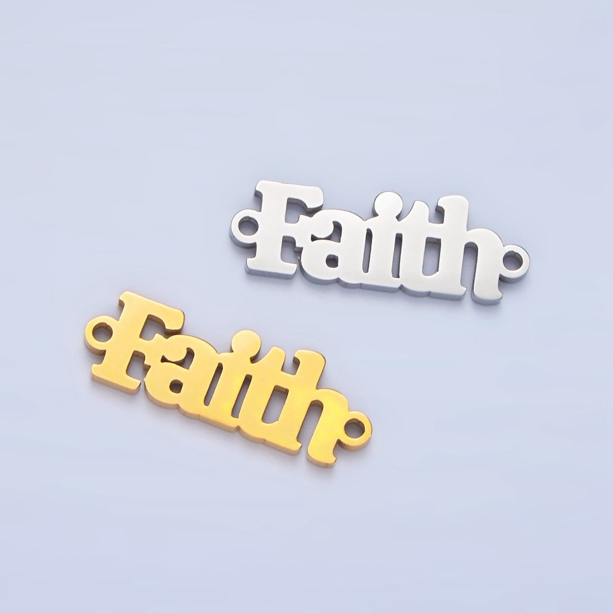Stainless Steel "Faith" Word Charm Connector in Gold &amp; Silver | F-436