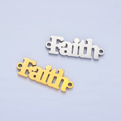 Stainless Steel "Faith" Word Charm Connector in Gold &amp; Silver | F-436