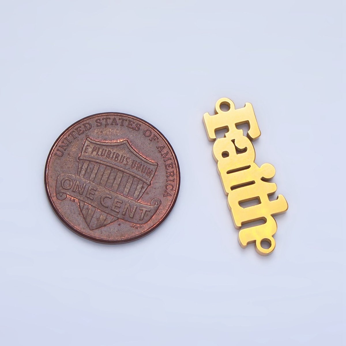 Stainless Steel "Faith" Word Charm Connector in Gold &amp; Silver | F-436