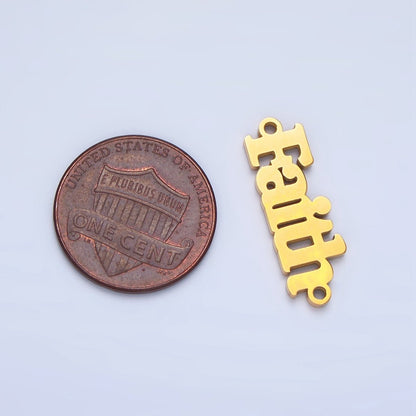 Stainless Steel "Faith" Word Charm Connector in Gold &amp; Silver | F-436