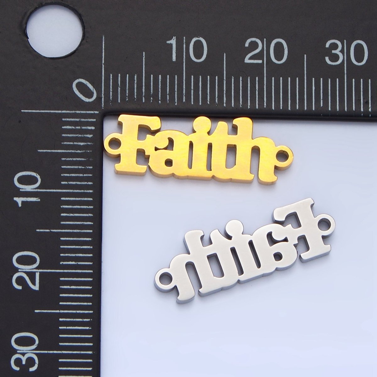 Stainless Steel "Faith" Word Charm Connector in Gold &amp; Silver | F-436