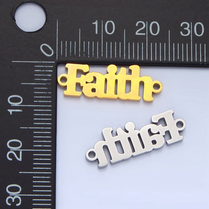 Stainless Steel "Faith" Word Charm Connector in Gold &amp; Silver | F-436
